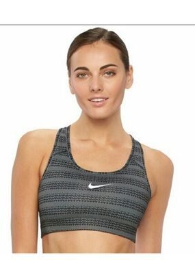 Nike Victory Dri-fit medium-impact sports bra. Black white gray w/ dots large